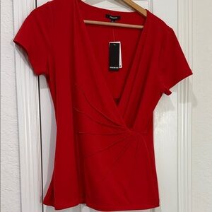 Premise Red V-Neck Top